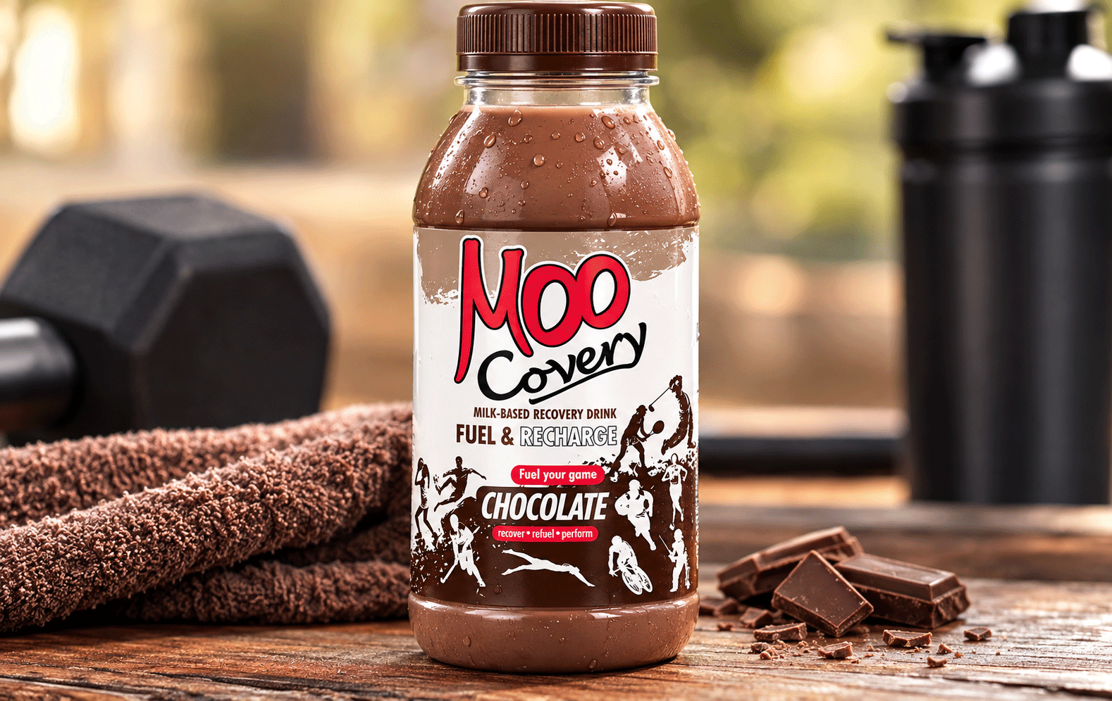 MooCovery chocolate recovery drink packaging