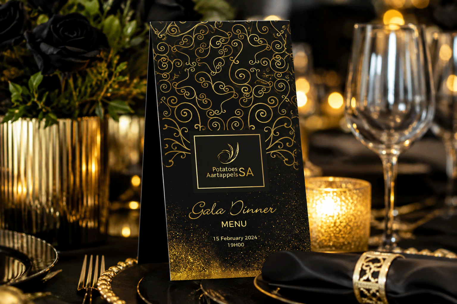 Potatoes SA Gala Dinner menu design